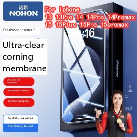 NOHON Corning HD Tempered Glass Film For iPhone 13 13 Pro 14 Pro 14Plus 14 Promax 15 15Plus 15 Pro 15 Promax Anti Fingerprint